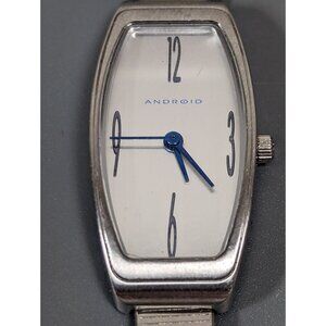 Android AD138 Silver Tone Dial Rectangle Case Mesh Stainless Steel Band Watch